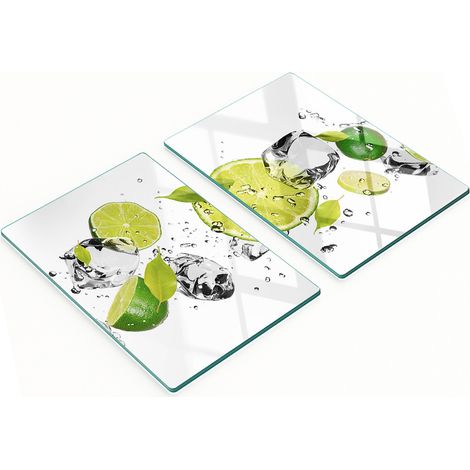 Küchenschneidebretter aus Glas mit Limetten- und Wassermotiven, 2 x 40 x 52 cm (1/5)