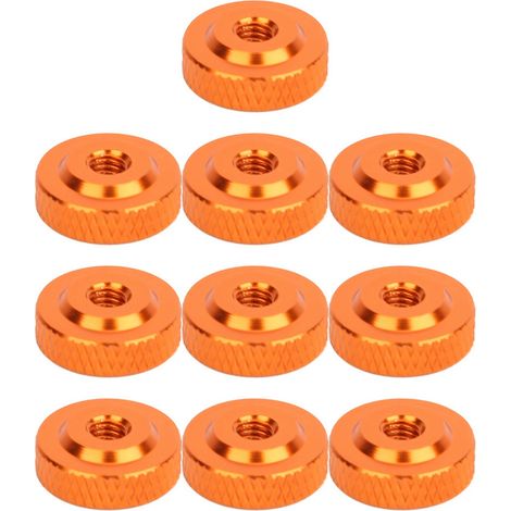 Lot de 10 écrous M4x14x5 à serrage manuel en alliage d'aluminium, couleur orange. (1/5)