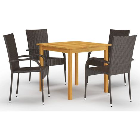 Set da pranzo da giardino marrone da 5 pezzi 020013812