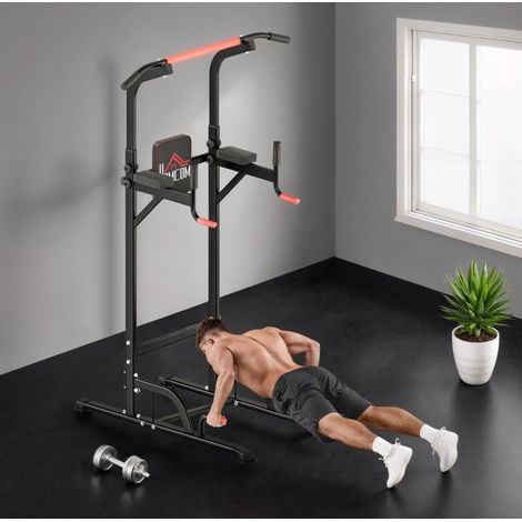 Estación de dominadas regulable Home Gym rojo y negro OKMYHOME (1/5)