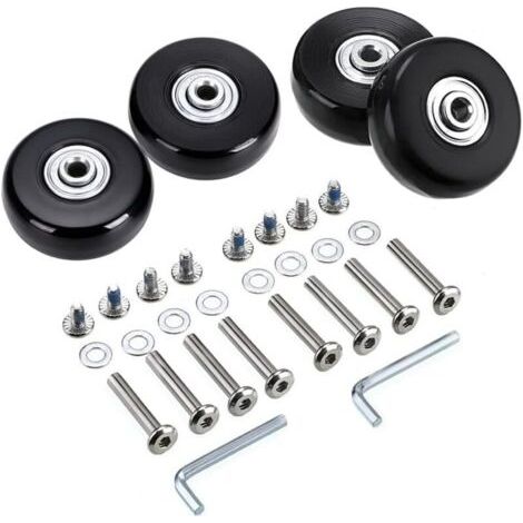4Pcs 50x18mm Bagages Valise Roues De Rechange, Roulettes Pivotantes En Caoutchouc Roulettes Roulements Kits De Réparation,Noir (1/5)