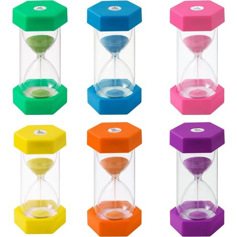 Kit 6 Sablier, 1/3/5/10/15/30 Minutes, Plastique Acrylique Verre, Multicolore, Enfant Apprentissage Jeu (1/4)