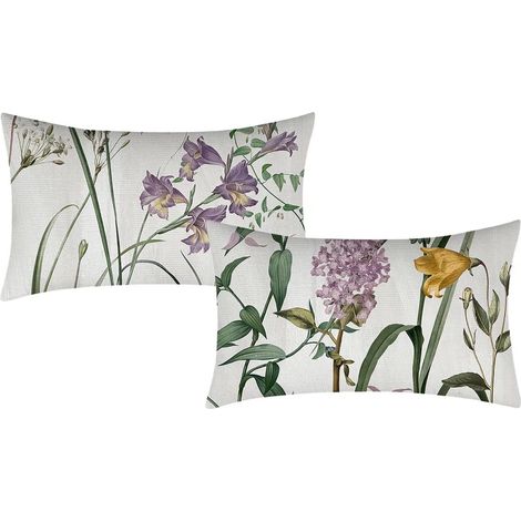 Single sided green linen floral pillowcase home decor (30 x 50 cm) 2 pcs (1/3)