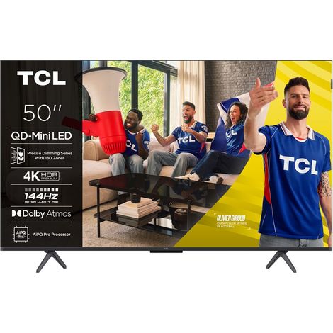 TCL – TV 50 pouces QD-Mini LED 4K – Taux de rafraîchissement 144 Hz – Dolby Atmos – Google TV avec Chromecast intégré