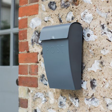 Garden Trading Charcoal Grey Letter Post Mail Box With Lock Wall Mounted (1/2)