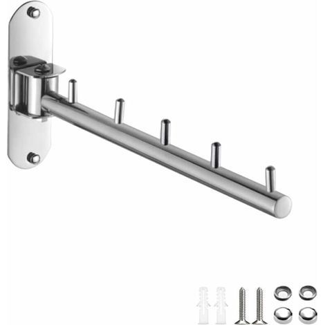 Porte-manteau mural pliable en une pièce, en acier inoxydable avec bras pivotant. (1/5)