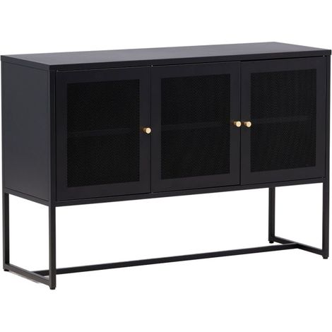 Bahut 3 Portes Métal "Malla" 120cm Noir (1/5)