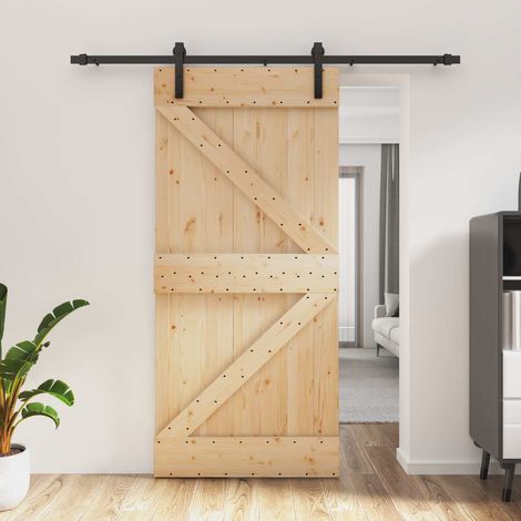 vidaXL Porta scorrevole Naturale e Nero 95 x 210 cm