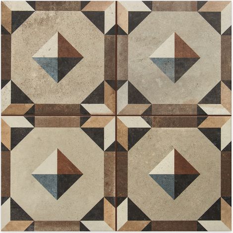 Carrelage Vintage effet Carreau ciment Multicolore Sidon 33x33x0,95 cm Trevora - Sol et mur intérieur (vendu par carton de 1,09 m²) - RO'MA CARRELAGE