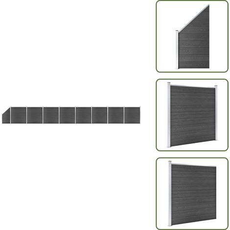 Zaunelement Set WPC 1484x(105-186) cm Schwarz - Gartenzäune - Holzzäune - Kunststoffzäune - WPC-Zäune - Schwarz (1/5)