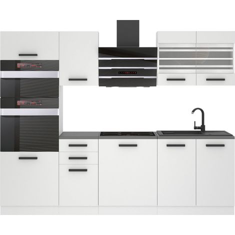 Belini Cuisine Equipee Complete Tracy Muebles de Cuisine Complets - 240 cm. Cuisine Complete avec Plan de Travail, Blanc Mat (1/4)