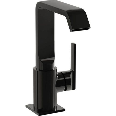Mezclador de lavabo - VitrA A4261639 - Negro brillante - Mango lateral - Latón duradero (1/2)