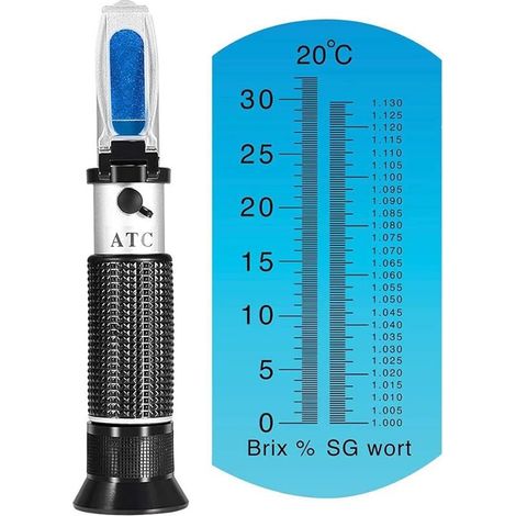 Brix Réfractomètre avec ATC pour bière, moût, vin, fruits, sucre - Double échelle Brix 0-32 % et gravité spécifique 1.000-1.130 Remplace l'hydromètre de brassage maison