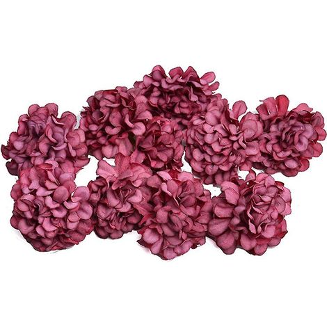Bouquet fleuri de 10 têtes de fleurs artificielles d'hortensia, accessoires de bricolage pour la décoration intérieurerouge (1/5)