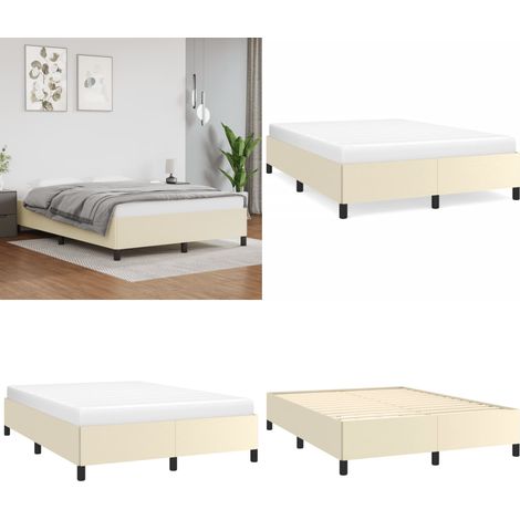 Cadre de lit sans matelas crème 140x190 cm similicuir - Cadre De Lit - Lit Double - Lit Similicuir - Literie - Meubles Chambre - Home & Living (1/5)