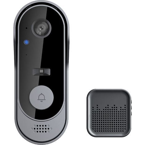 Wireless doorbell with camera – Indoor WiFi video intercom – Night vision – Waterproof – (Black) (1/5)