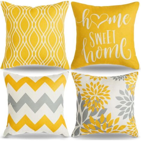 45x45cm,Housse de Coussin Géométrique Motif Coussin Decoratif Jaune Coussin Canapé pour Canapé Maison Salon Chambre Décoration D'intérieur (1/5)