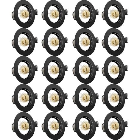 Projecteurs Spot Encastrable GU10 Set Cadre Avec Douille Céramique GU10, Noir Mat Rond Cadre de Montage Spot LED, Ouverture Ø55mm-70mm, Pour Spots de Plafond, Lot de 20 (1/5)