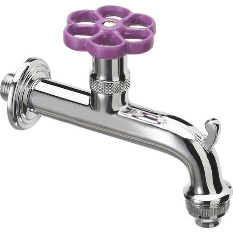 Rubinetto per Fontana da Giardino in Ottone Cromato con Ghiera in Tinta Belfer RUB/018 Viola (1/2)