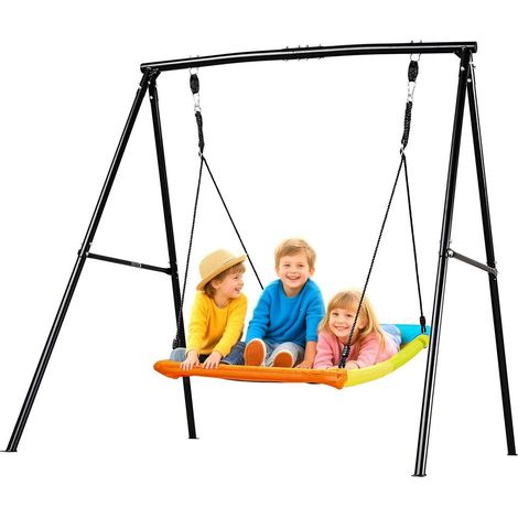 Portique Balançoire de Jardin Siège Spacieux 152x81 cm Cadre en A Acier au Carbone Charge 199,6 kg (1/5)