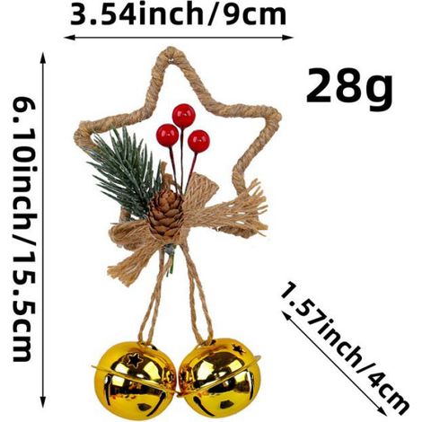 3 Cloche étoile à Cinq Branches de Noël,Accessoires Pendentif pour Arbre de Noël,Pendentif pour Arc,Cloche,Armoire,accessoires (1/5)