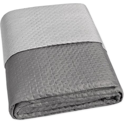 Couette Double Face Couverture Douce Couvre Lit Mi Saison Couleur Unie Gris - Double 250x250