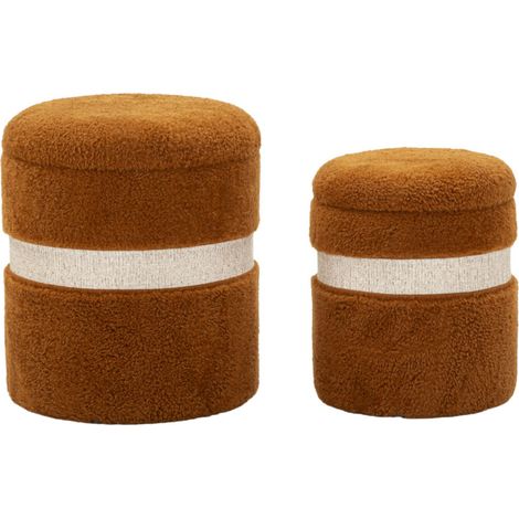 Lot de 2 Poufs Coffres "Saint Moritz" 47cm Marron
