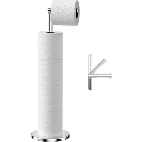 Porte-papier toilette sur pied en acier inoxydable avec base lourde anti-rouille – finition argentée, design stable et élégant (1/5)