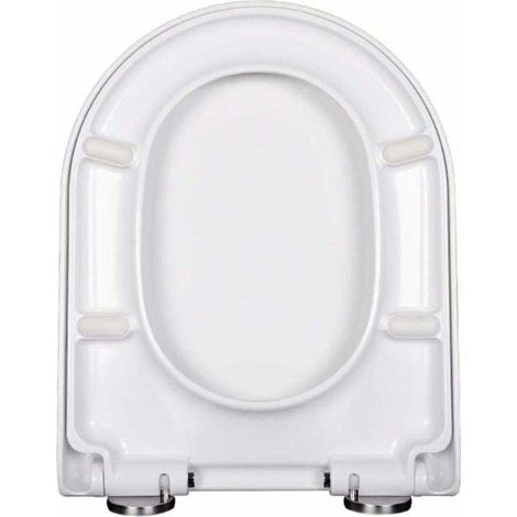 Abattant WC en forme de V et de U avec fermeture douce et facile à nettoyer Blanc avec un bouton à libération rapide (U) (1/4)