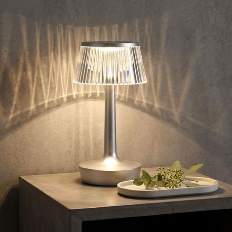 Lampada da tavolo ricaricabile lampada da tavolo in cristallo CCT lampada da comodino dimmerabile touch dimmer, argento, LED 0,7W 90Lm bianco caldo, DxH 12x23 cm (1/5)