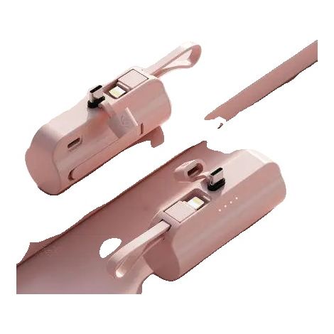 Batería externa, capacidad de 5000 mAh, tecnología de carga rápida de 20 W, color rosa. (1/2)