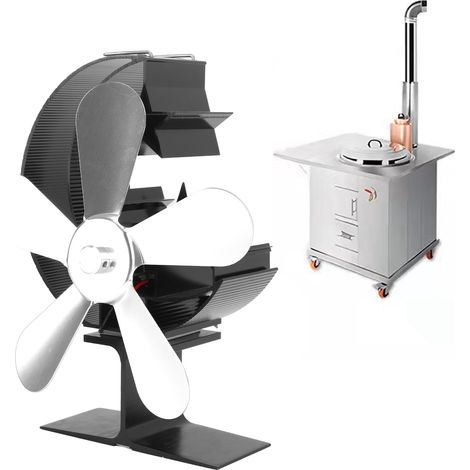 Ventilateur de cheminée thermique en forme de lune pour la pêche sur glace et le camping (argenté) (1/5)