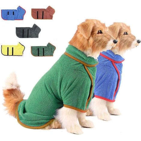 Vêtements unisexes pour animaux de compagnie, peignoir de bain en microfibre, accessoires pour chiots, serviette de plage portable - Taille S - Bleu (1/4)