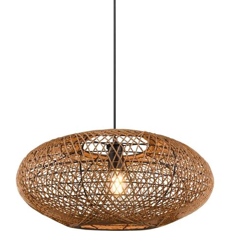 Suspension Sisal naturel métal noir, réglable hauteur - Trio - Hedda (1/5)