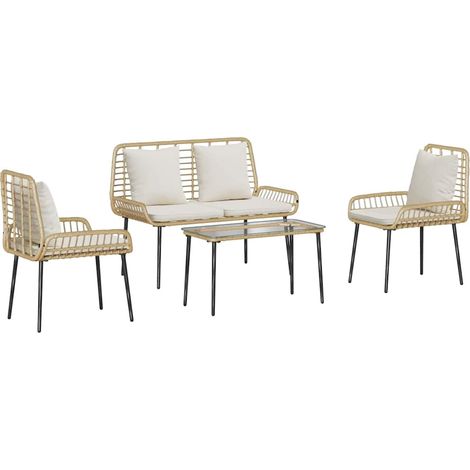Maison Exclusive - Gartenmöbel Set mit Kissen 4 pcs Schwarz und C