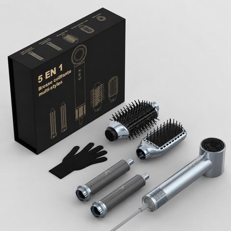 Sèche-cheveux 5 en 1 haute vitesse 1400W gris prise EU 220V gris 1,7 kg – Livraison gratuite