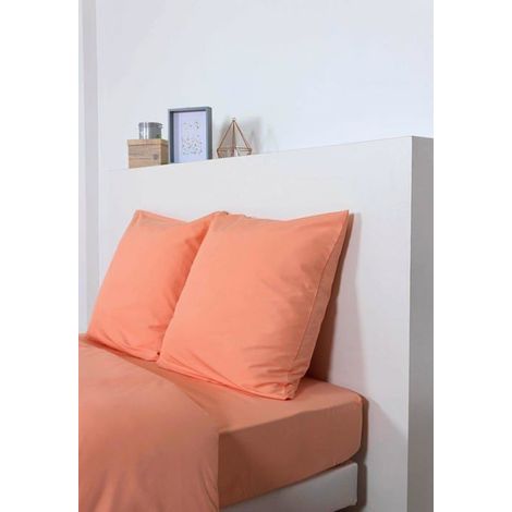 Drap Housse Grand Bonnet Uni Microfibre 160X200 Cm Corail