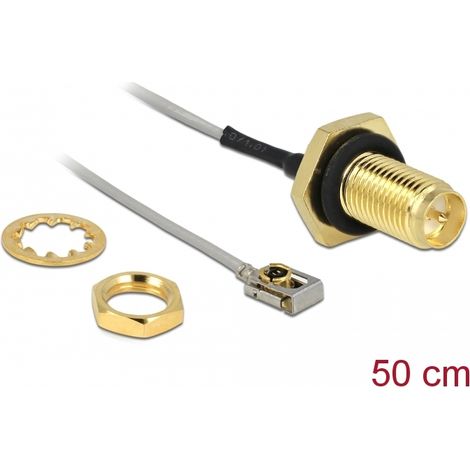Delock Antena Cable RP-SMA mampara hembra a MHFÂ® I LK macho 1.13 50 cm longitud de hilo 10 mm a prueba de salpicaduras