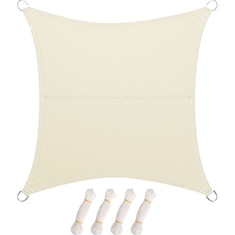 Voile d'ombrage Imperméable Rectangulaire 4x4m, Toile Ombrage UV Protection, pour Patio Jardin, Terrasse, Extérieur, Balcon - Beige (1/5)