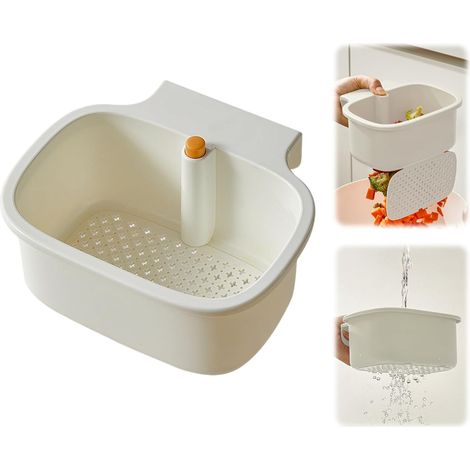Passoire pour évier - Bouton pression - Robinet suspendu sans bavures - En silicone amovible - Pour le lavage et l'organisateur de cuisine (B1) (1/4)