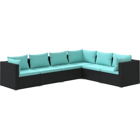 Maison Exclusive - Set Divani da Giardino 6 pz con Cuscini in Polyrattan Nero (1/5)