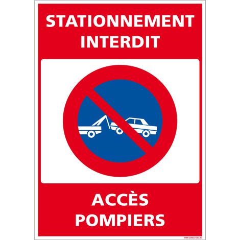 Autocollants de Signalisation Souple – Panneaux de Signalisation Autocollants – Plusieurs tailles au choix – Signalisation Française - Stationnement interdit, accès pompiers - 150 x 210 mm