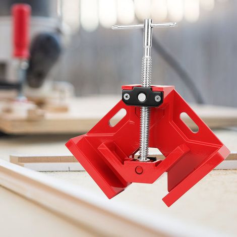 Serre-joint d'angle 90° poignée type T serrage étau menuiserie fixation rapide (Rouge) (1/5)
