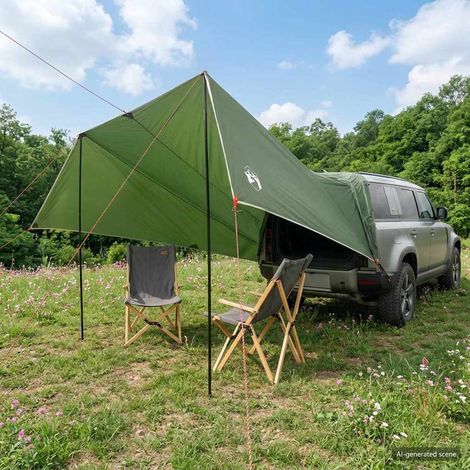 vidaXL Vehicle Awning Green 518 x 580 x 215 cm Polyester and Steel (1/5)
