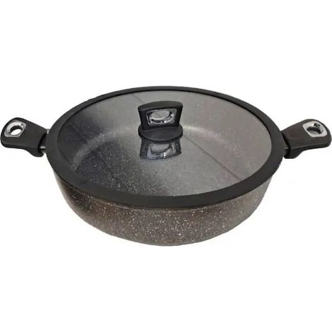 Tegame 2 manici pietra lavica induction Ø 28 cm con rivestimento antiaderente