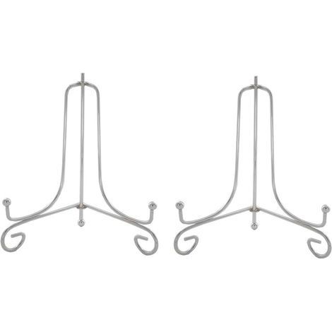 Lot de 2 Argenté Métal chevalets Porte Assiette Présentoirs Décoratifs en pour Photo, Cadres pour Image, Livres de Cuisine, Assiettes décoratives, Tableaux et pièces d’Art,6 Pouces (1/2)