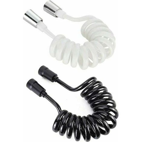 2-teiliger Duschschlauch, 2 m Teleskopschlauch mit Kupferkappe, einziehbarer Schlauch für Handbrause, Toilette und Bidet, Weiß (Schwarz, Weiß)