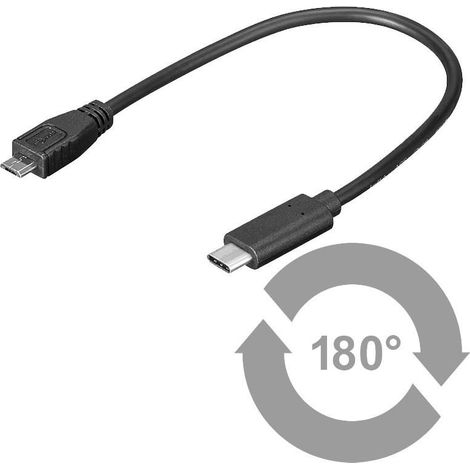 MicroConnect Micro USB B/USB C - 0.2 m - 0,2 m - Micro-USB B - USB C - 2.0/3.2 Gen 1 (3.1 Gen 1) - Male connector / Male connector - Noir (USB3.1CAMB02)