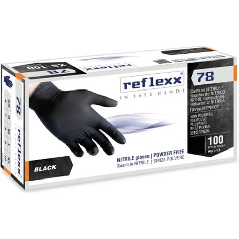 Gants en nitrile non poudrés Reflexx R78 noirs - XL - Noir