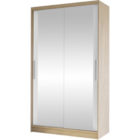Armario Closico 165, Roble Sonoma + Blanco, 200x100x58cm, Puertas de armario: Correderas, Número de estantes: 4